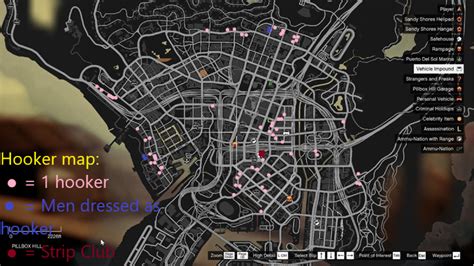 gta 5 where are the hookers|As requested, I made a map that shows where the .